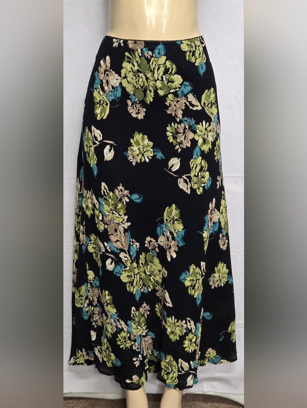 JM Collections 18 Pull On Skirt Floral Elastic Waist Lined Rayon India
